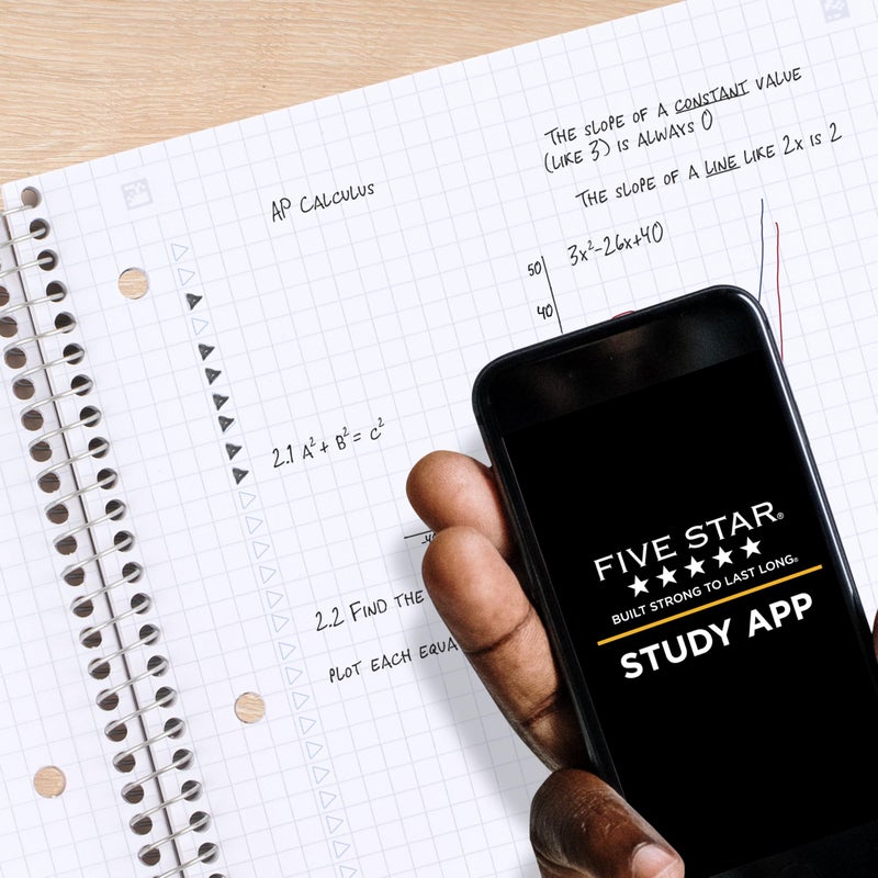 Five Star Spiral Notebook + Study App, 1 Subject, Graph Ruled Paper, 8-1/2" x 11", 100 Sheets, Fights Ink Bleed, Water Resistant Cover, Black (73679) - Image 3